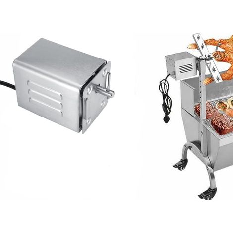 Moteur Tourne Broche de Barbecue Moteur Eléctrique en Acier Inoxydable Kit Rôtissoire Barbecue Charge Nominale 50-70kgF(EU Plug 220V) (1/5)