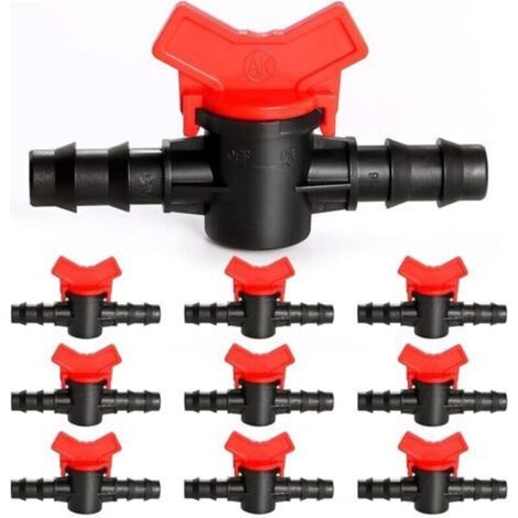 10 Pieces 16mm Irrigation Switch Valve, Irrigation Pipe Valve Switch, PE Plastic Garden Tap, Double Male Barbed Tap, for Garden Lawn Irrigation (1/5)