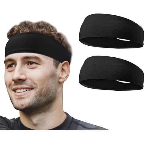 Sports Headband for Men and Women, 2-Piece Set, Elastic, Non-Slip, Moisture-Resistant, Unisex Sports Hairband for Fitness, Skiing, Running, Yoga, Gym, Cycling, Basketball (1/5)