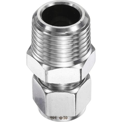 Raccord à Compression 10mm OD Tube x 1/2" Filetage Mâle NPT Adaptateur Droit en Acier Inoxydable Raccord à Compression pour Tubes et Tuyaux pour Huile Gaz Eau (1/5)