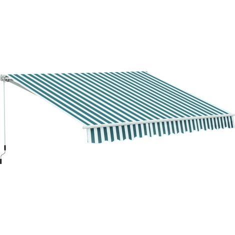 Tenda da Sole a Bracci per Esterno con Manovella, Metallo e Poliestere, 295x250cm Verde e Bianco