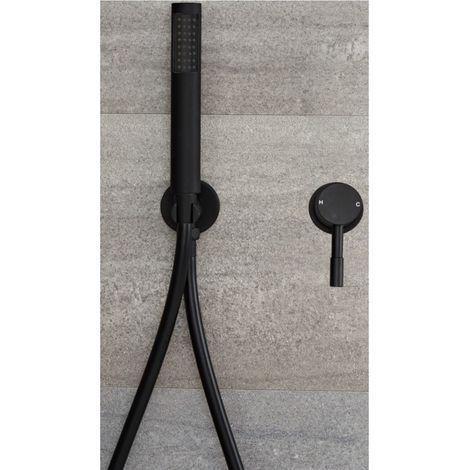 Milano Nero Black Manual Mixer Shower Valve with Hand Shower Handset Kit (1/5)