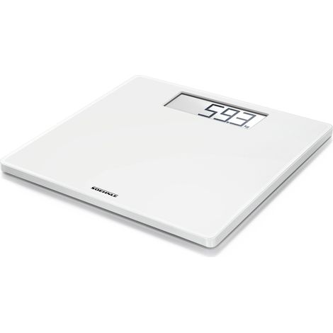 Soehnle Style Sense Safe 100 Personen Digitalwaage mit extragroßer LCD-Anzeige, Waage mit rutschhemmenden Standfüßen, flache Personenwaage, Weiß (1/5)
