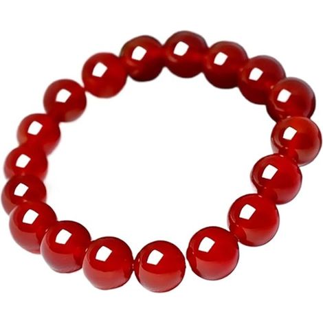 Bracelet en jade rouge naturel de 10 mm pour homme et femme, orné de perles rondes en cornaline. Bracelet extensible, porte-bonheur, cadeau pour amoureux. Accessoires