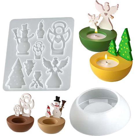 Moule ange sapin de Noël, moule en silicone, porte-bougie bonhomme de neige DIY (1/5)