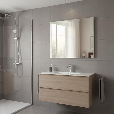 Specchio Rettangolare Filolucido Con Vetro Da 5 mm Bordi a 90° Installazione Verticale e Orizzontale Reversibile Con Pellicola Antiesplosione e Ganci Inclusi Design Moderno Per Bagno Casa 70 X 110 Cm (1/5)