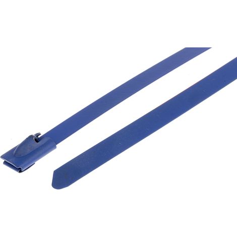 Serre-câble RS PRO Bleu en Acier inoxydable revêtu de polyester, 125mm x 4,6 mm ( Prix pour Sachet de 100 )