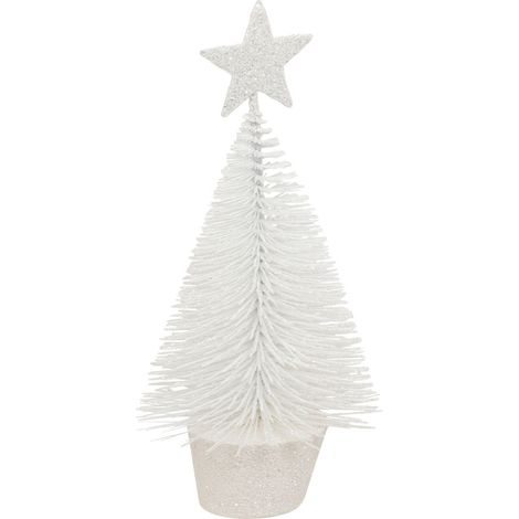 Déco de Noël Sapin de table Blanc à Paillettes H 14 cm - Feeric Christmas (1/3)