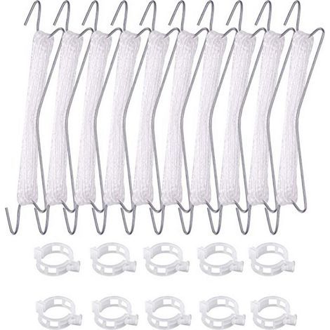 Lot de 10 crochets à tomates avec corde, tomates et concombres, serres pour autres légumes,10 crochets (10 mètres de fil) + 20 boucles (1/4)