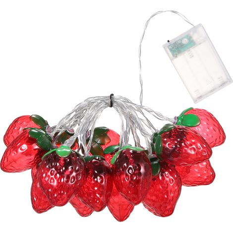 Dekorative 3 m lange Lichterkette mit 20 erdbeerförmigen LEDs, ideal für Weihnachten, Ostern, Karneval und andere Feste. Beleuchtungsmodi: Dauerlicht und Blinklicht. (1/5)