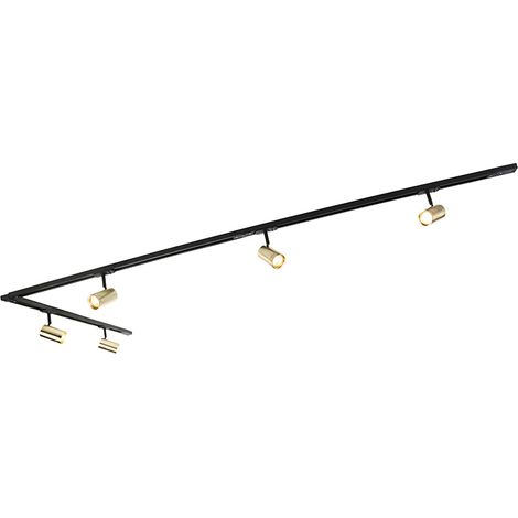 QAZQA Système d’éclairage sur rail intelligent noir et or monophasé 5 lumières avec Wifi GU10 - Iconic Jeana