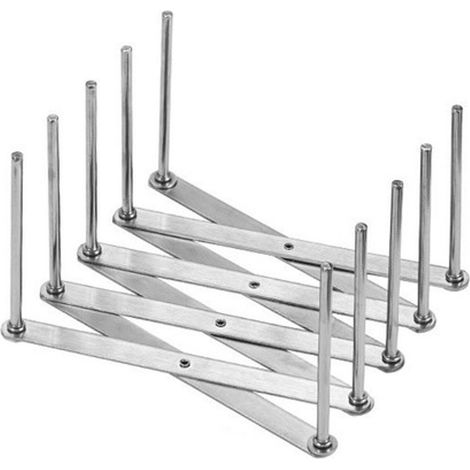 Topfdeckelhalter – Aufbewahrungsregal – Schneidebretthalter – Tellerhalter – Küchenregal – Ausziehbar – Vierstöckiges Aufbewahrungsregal – Silber – Edelstahl (1/5)