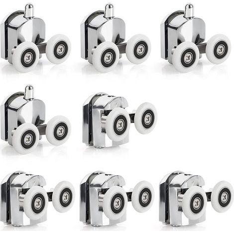 8 Roulettes Porte de Douche Coulissante Roulette Porte Coulissante Douche en Alliage de Zinc 23 mm de Diamètre Roues Jumelées de Rechange pour Salle de Bain (1/5)