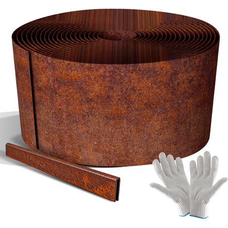 Wolketon Bordo per prato in acciaio zincato 5 m, bordura flessibile per giardino alta 15 cm, marcatore per aiuola, rame (1/5)