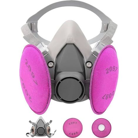 Wiederverwendbare Schutzmaske mit Staubfilter, Atemschutzmaske mit Filter für Sprühen, Lackieren, Bauarbeiten, Chemikalien, Heimwerken, Schleifen, Rot (1/4)
