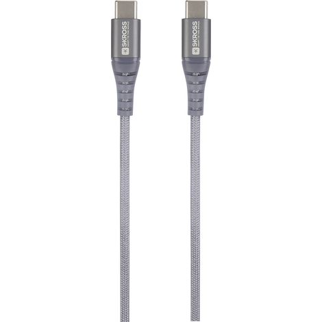 Skross USB-Kabel USB 2.0 USB-C® Stecker, USB-C® Stecker 1.20 m Spacegrau Rund, Flexibel, Stoff-Umma (1/5)