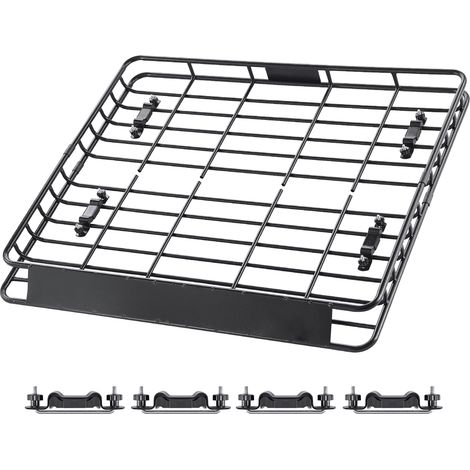 Mophorn Cesta para portaequipajes de techo 109,5x127x10,5 cm, estructura universal para transportar hasta 68 kg, fabricada en acero resistente al viento, ideal para SUV, camiones y automóviles.