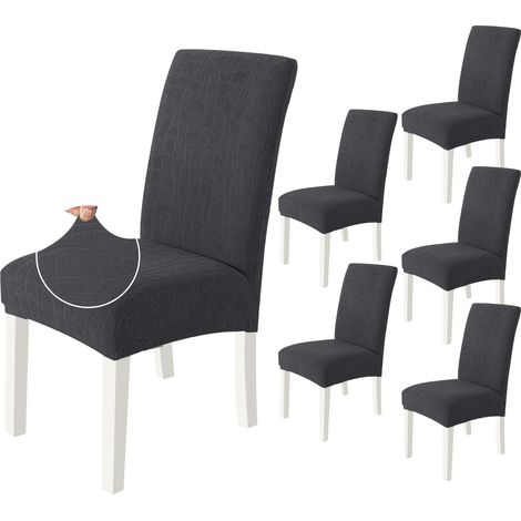Housse De Chaise 4 Pièces, Housse Chaise Salle À Manger Élastique, Gris Foncé (1/5)