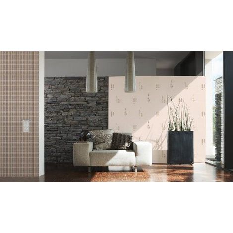 A.S. Creation Papier peint a profil structure Dekora Natur beige multicolore metallise 10,05 m x 0,53 m 897435