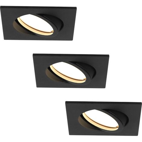 Spot LED encastrable plat blanc chaud de 425 lumens – 230 V – 5 W – Orientable – Boîtier carré – Modulable (lot de 3) (1/5)