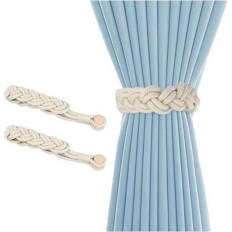 Lot de 2 Attache Rideau, Embrasses à Rideaux Magnétiques, Retenues de Rideaux, Curtain Tiebacks Magnetic Curtain Ties, Embrasse pour Rideaux Aimanté, Corde Decoration pour Rideau sans Perceuse (1/4)