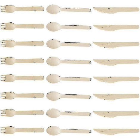 Kit de fête kaki 16,5 x 2 x 0,8 cm, ensemble de couverts jetables en bois 24 pièces, cuillère en bois pratique pour les fêtes [jkw]