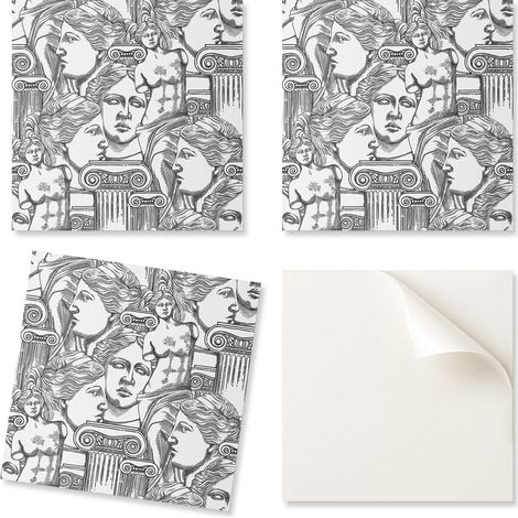 Baldosas de vinilo autoadhesivas con estampado de tallas cl谩sicas, 4x50x50 cm.