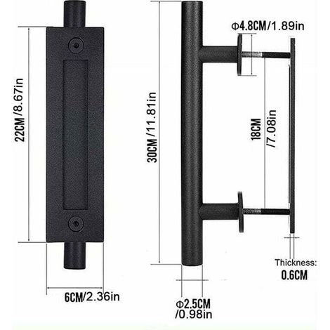 Ahlsen – Poignée de porte coulissante noire – Compatible portes de grange et placard – Installation facile avec vis et clé en L – Prise confortable (1/5)