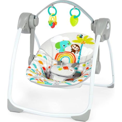 BRIGHT STARTS Transat bébé Balancelle électrique pliable – Animaux, 6 vitesses balancement, cadeau bébé (1/5)