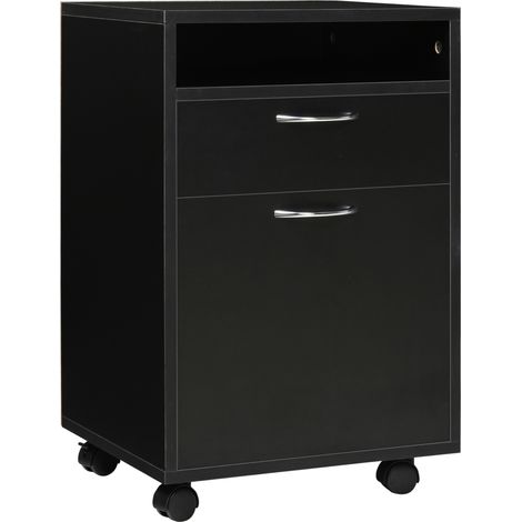 GagaCaisson de rangement a roulettes 1 tiroir 1 etagere noir (1/5)