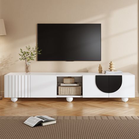 Meuble TV bas moderne 180 x 40 x 41, 5 cm avec panneau et support intégré (1/5)
