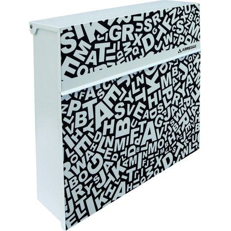 Plate E6512 Boîte aux Lettres en Acier avec sérigraphie « Words », Taille L (Magazine, enveloppe C4), Grande capacité, Serrure Protégée, Boîte aux Lettres Murale, Anti-Pluie, Blanc (1/5)