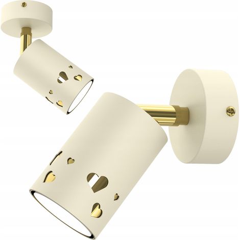 Kinder-Deckenleuchte, LED-Spotleuchte, beige Herzen, ecru-goldene GU10-Fassung (1/5)