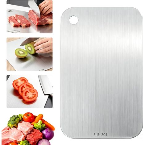 Planche à Découper Titane Antibacterienne Double Face en Inox 29x20 CM (1/5)