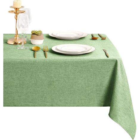 1 Nappe 135x160cm, aspect lin, imperméable, rectangulaire, pour salle à manger, jardin (1/5)