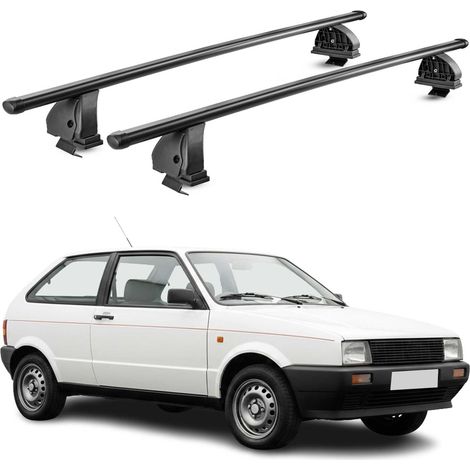 OMAC Stahl Dachträger Querträger Seat Ibiza I 1984-1993 – TÜV / DIN 75302:2019 – Abschließbar – Max. 75 kg – 2 Stangen – Schwarz (1/5)