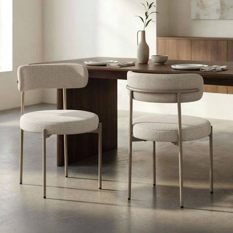 Set aus 2 beige GABY Chenille-Stühlen im modernen Stil