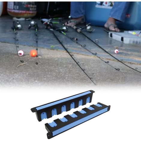 Support mural pour cannes à pêche résistant aux produits chimiques, 6 porte-cannes vertical avec 4 vis bleu