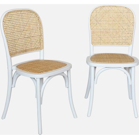 Set di 2 sedie vintage in legno e rattan