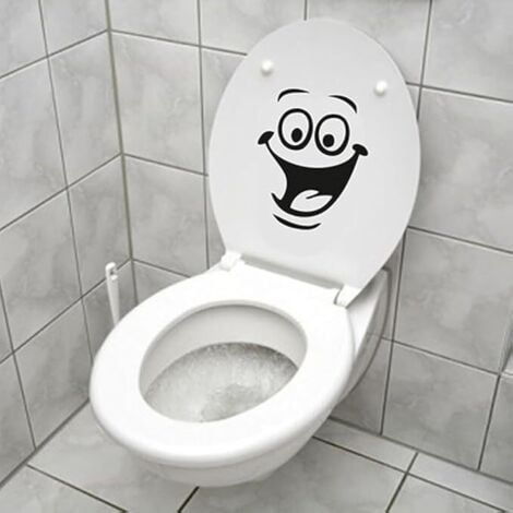 Autocollant Smiley, Sticker Mural Drôle pour WC, Salle de Bain, Cuisine, PVC, 1 Couleur 18 x 24CM (1/3)