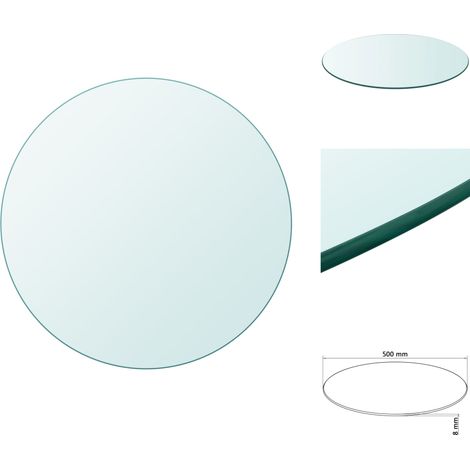 Dessus de table ronde en verre trempé 500 mm - Plateau De Table Rond - Dessus De Table En Verre - Verre Trempé - Décoration De Table - Protection De Table (1/4)