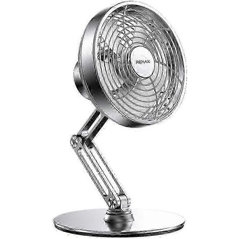 Ventilateur de bureau REMAX RS-ZF10 en métal, rotatif, rechargeable et portable, avec rotation à 360°, idéal pour la maison et l'autoroute.