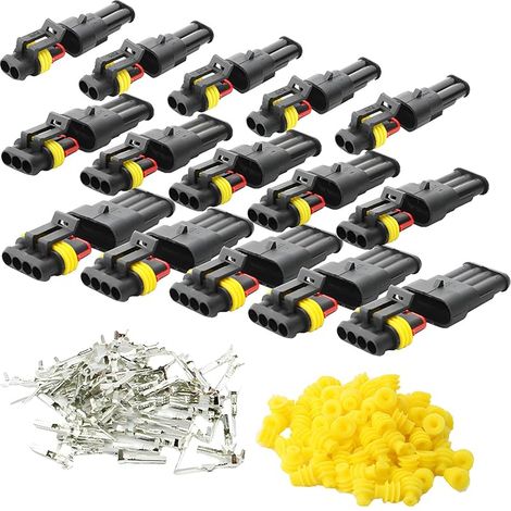 Imperméable à l'eau Connecteur, Électrique Prise Mâle et Femelle, AWG Connecteur étanche électrique pour Moto Scooter Auto Truck Marine Fil Harnais Sockets (2 Pin × 5P 3 Pin × 5P 4 Pin × 5P) (1/5)