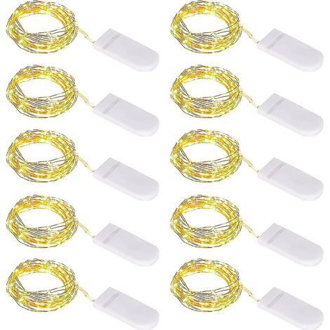 10 guirlandes lumineuses LED à piles, petites guirlandes lumineuses avec piles, 1 m (1/4)