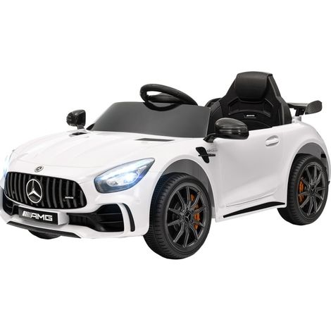 Voiture électrique enfant 12V Mercedes AMG GTR blanche avec télécommande, lumière et musique (1/5)