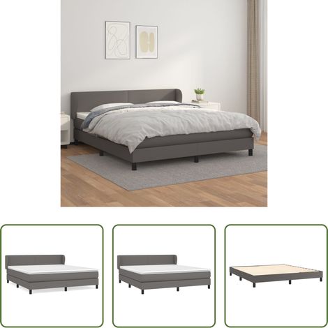 vidaXL Matratze -  Boxspringbett mit Matratze Grau 160x200 cm Kunstleder (1/5)