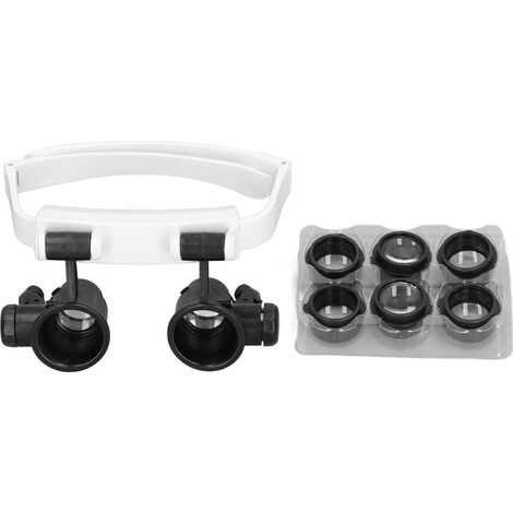 Loupe frontale lumineuse LED avec 4 verres interchangeables 10X 15X 20X 25X pour réparation horlogère et évaluation de bijoux (1/5)