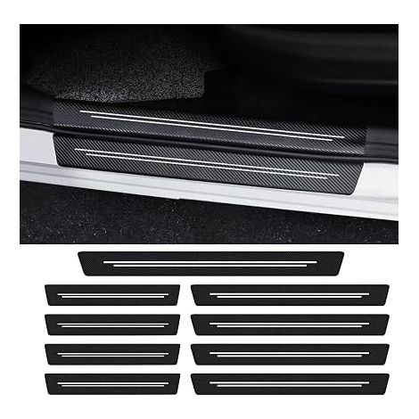 Bandes de Seuil de Porte Voiture Protege Porte Voiture Seuil de Protection Porte Fibre de Carbone Seuil de Porte de Coffre de Voiture Adaptées à Une Variété de Modèles de Voitures