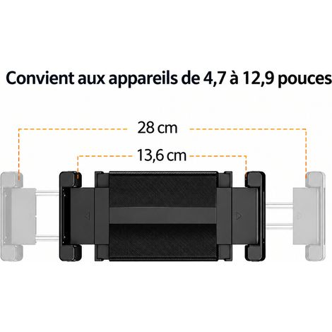 Support appui-tête voiture pliable pour smartphone et tablette pince universelle noir réf 4568 15 × 15 × 6 cm 1 kg – Livraison gratuite