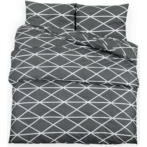 Ensemble de housse de couette Gris 200x220 Coton (1/5)